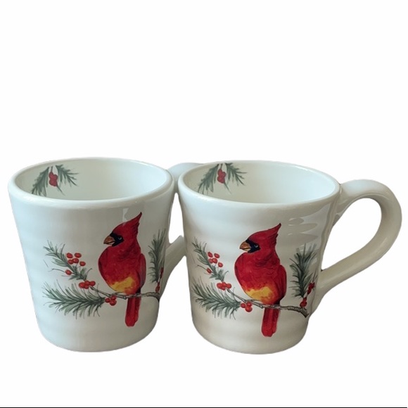 Maxcera Red Cardinal Coffee Mugs 2 Cups Christmas - Picture 1 of 4